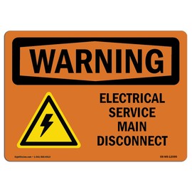 OSHA Waring Sign - Electrical Service Main Disconnect with Symbol | Vinyl Label Decal | Protect Your Business, Work Site, Warehouse |  Made in The USA