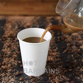 HOT BARGAINS, 1000 X 8oz Single Wall White Paper Cups for Hot & Cold Drinks Premium Disposable Coffee/Tea Paper Cups Perfect for Your Home, Café, Work, Parties or Outdoors