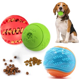 3 Pack Dog Balls Toys,Treat Dispenser Dog Toy Ball,Dog Toys Teeth Cleaning Puppy Chew Toys Pet Training Ball Dog Interactive Dog Ball