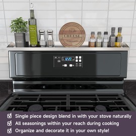 STUTOV Stove Top Shelf for Stove Top, 30" Length, Spice Rack Organizer Over the Stove, Spice/Condiments/Seasoning Shelf for Kitchen Organization (Non Magnetic Stainless Steel)