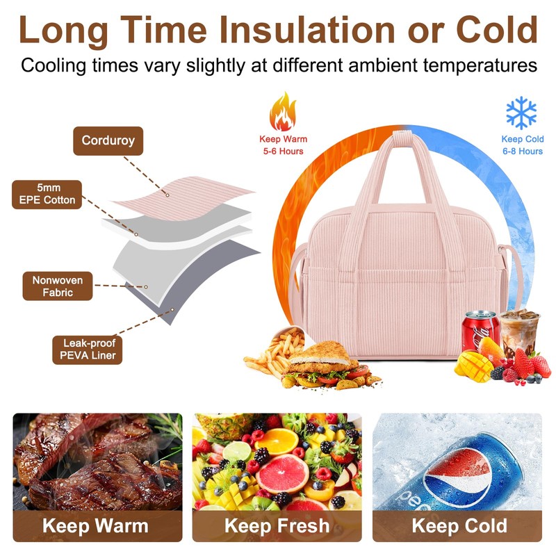 KUBYA Lunch Box Lunch Bag for Women Adults Men, Cute