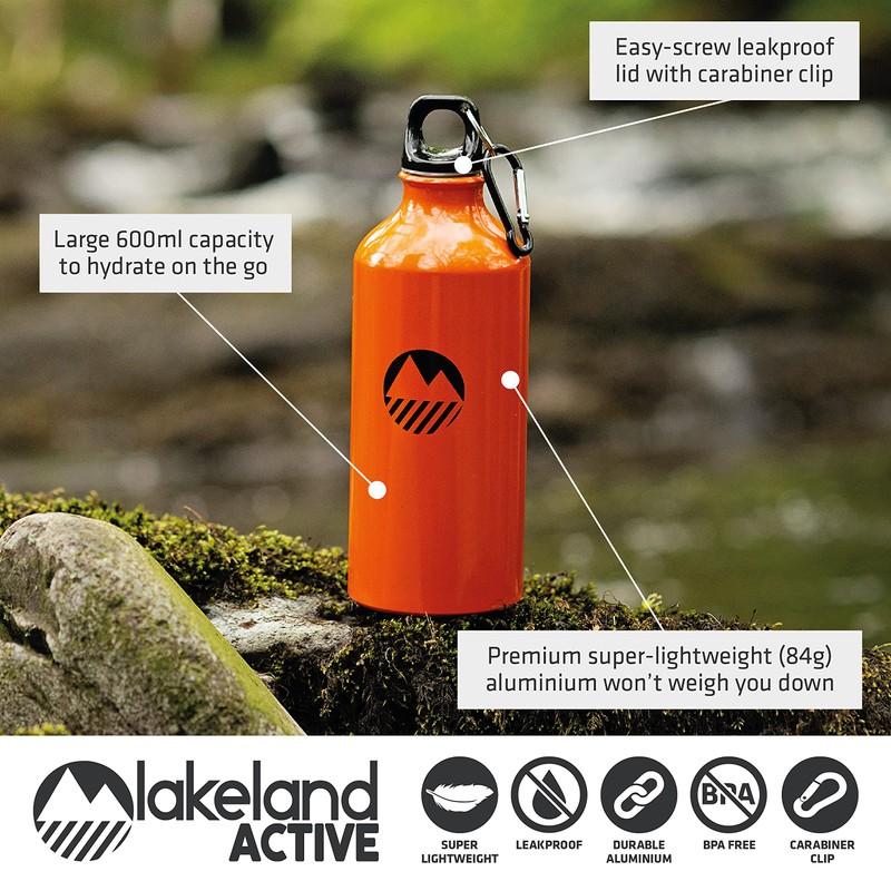 Lakeland Active Thirlmere Lightweight Reusable Aluminium Water Bottle (600ml)