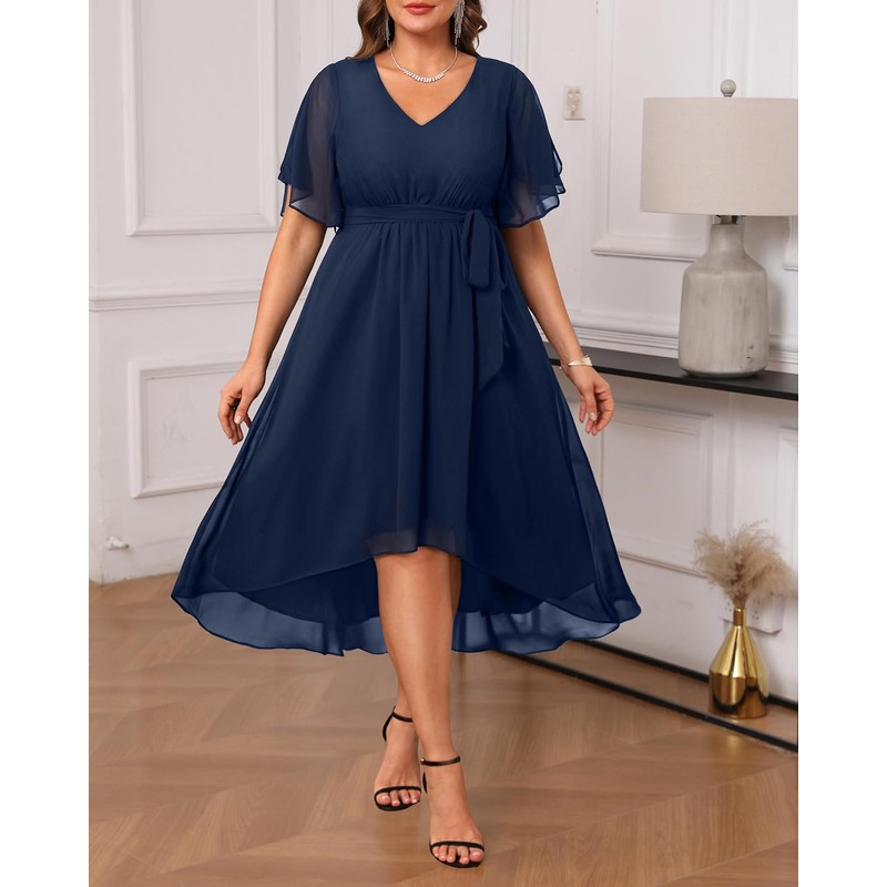 Plus Navy Blue Dress Mother of The Bride Wedding Guest