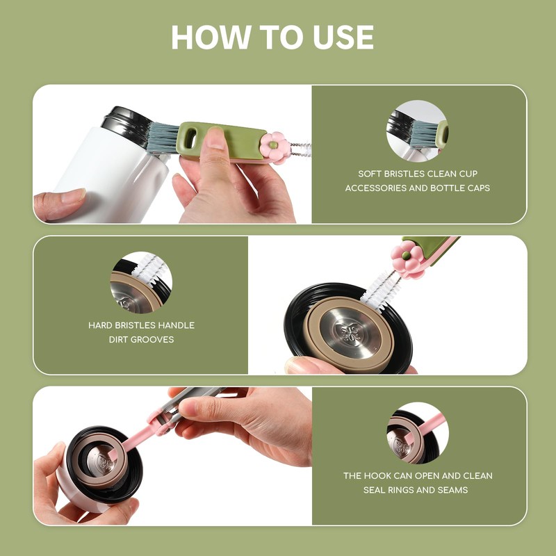 3 Pcs 3 in 1 Cup Lid Cleaning Brush, 2024