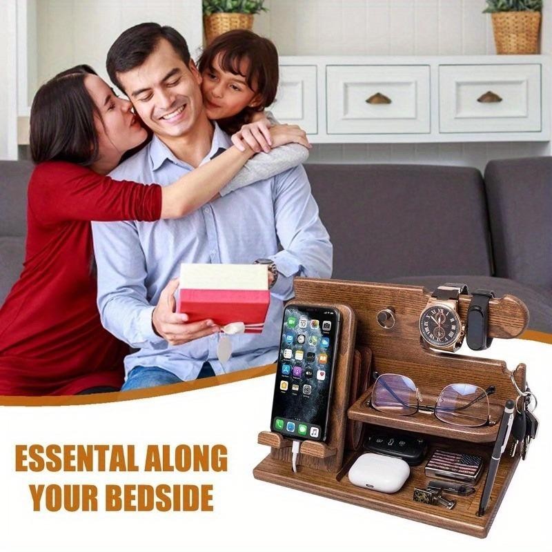 Multi-functional Wooden Telephone Extension Base Father's Gift Bedside Table Desktop