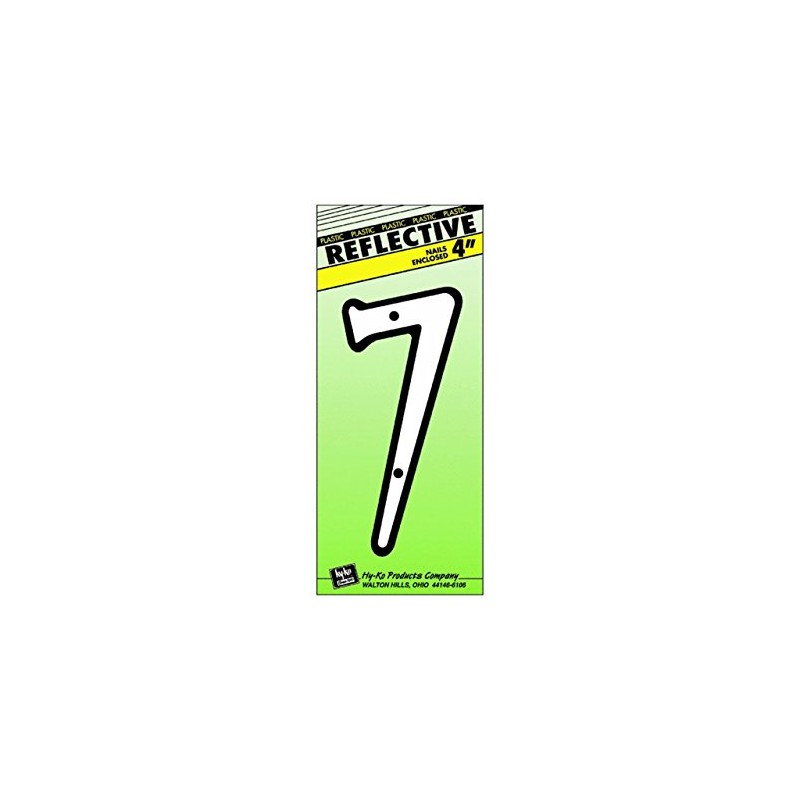 Hy-Ko 30607 4" White Plastic Reflective #7 House Number