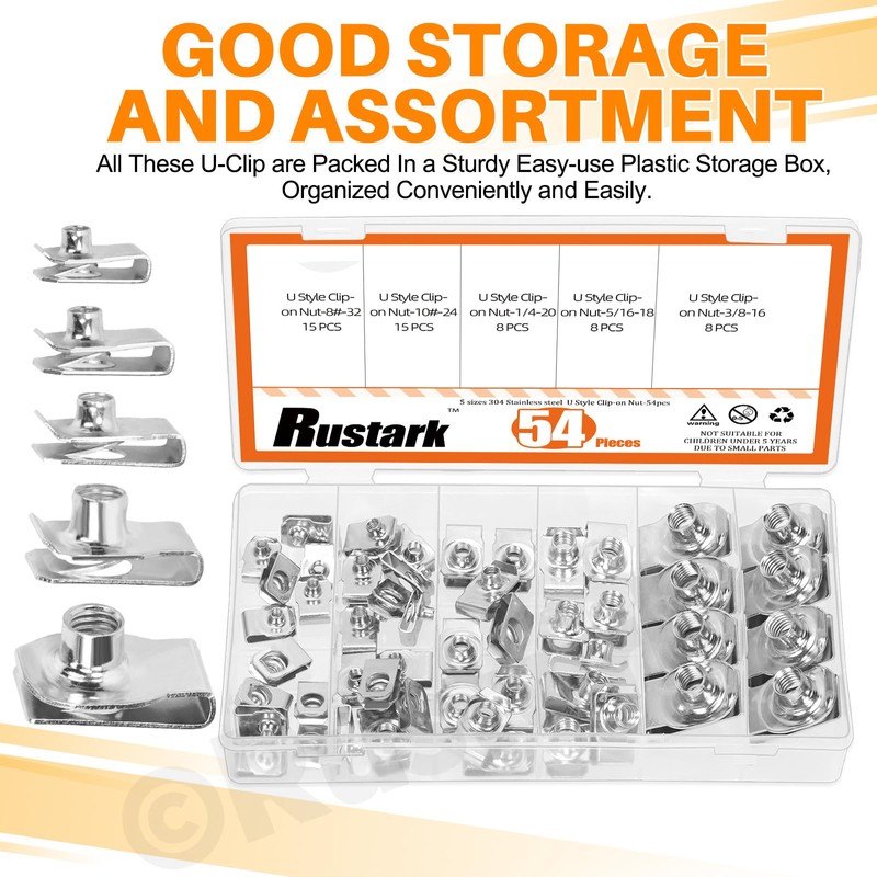 Rustark 50Pcs M4 M5 M6 M8 M10 Auto Car U-Clip