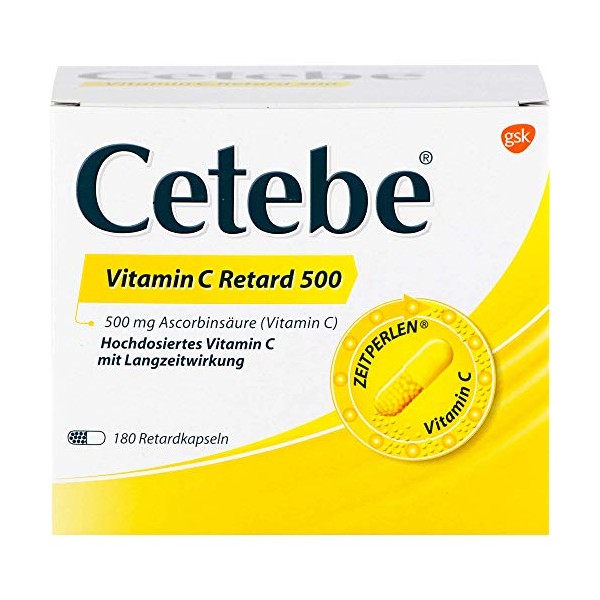 Cetebe Vitamin C Retard 500 Hartkapseln, 180 ct Capsules