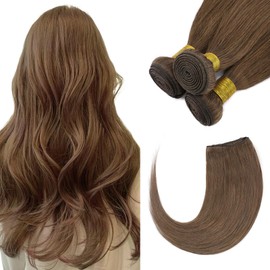 TESS Hair Extensions for Women UK Invisible Double Weft Weave Real Human Natural Straight Hair Bundles 100g 16 Inch #06 Light Brown