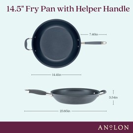 Anolon Advanced Home Hard Anodized Nonstick Frying Pan, 14.5 Inch – Large Skillet with Helper Handle, 14 Inch Nonstick Frying Pan, Durable Cookware - Moonstone