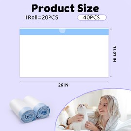 Cat Litter Box Liners, 40 Count Heavy Duty & Leak Proof -Unscented, Fits Most Standard Litter Boxes (13-15 Gallons), Easy Tie Handles, Extra Thick for Odor Control (2 Pack)