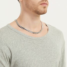 LuxSep 8 mm Stainless Steel Silver and 18 K Gold Plated Cuban Chain 50 cm 55 cm, Stainless Steel