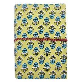 Purpledip Handmade Paper Journal 'Jaipur Blossoms': Block-print Fabric Cover Vintage Diary Notebook With Thread Closure, 7 * 5 Inches (12747B)