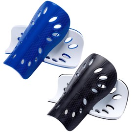 WOLMIK 2 Pairs Football Shin Pads for Kids, Perforated Breathable Shin Guard Sleeves for Boy & Girl Football Games, Protective Equipment for Soccer, Beginner Child Leg Calf Protective Gear (5-12Years)