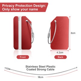 Luggage Tags, 2Pcs Aluminum Alloy Baggage Labels, Suitcase ID Tag Set, Handbag Tag Labels Travel Accessories for Checked Luggage, Hand Luggage and Handbags - Red
