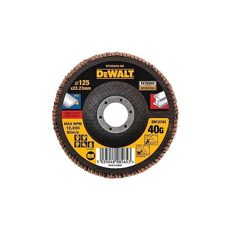 DEWALT DT30602-QZ Flap Disc K40 flat, 4.92"