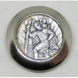 GTBITALY 90.272.10 177 Magnet Round San Christopher Protector Travellers Silver Galvanised Silver-Plated Diameter 3 cm