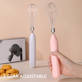 Ozgkee Electric Egg Beater Handheld USB Charging Milk Frother Portable Cordless Drink Mixer with Stainless Steel Whisk ()