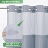 eachope Blue No Hook Shower Curtain with Snap-in Fabric Liner