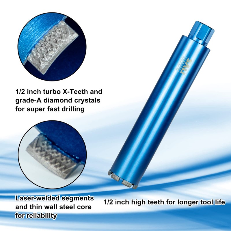 SALI Wet Diamond Core Drill Bits 2-3/4"/70mm Diameter, 15"/380mm Drilling