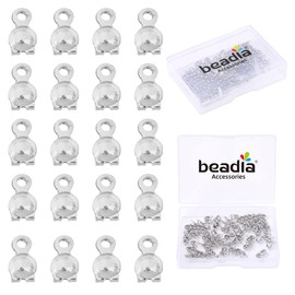 Beadia Platinum Plated End Caps Non Tarnish 3x6mm 200pcs for Jewelry Making Findings
