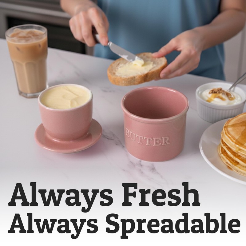 PriorityChef French Butter Crock with Lid, Keep Butter Spreadable &