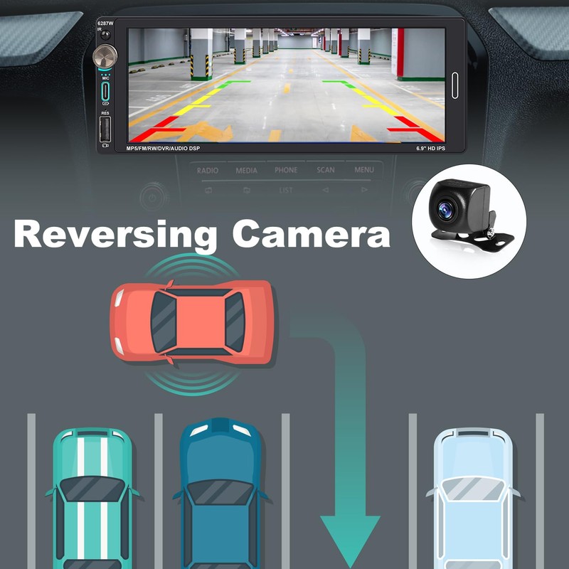 Alondy Single Din Car Touchscreen Radio (6.9-inch) Compatible with [Wireless]