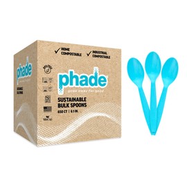 phade 100% Compostable Spoons – BPI Certified Sustainable PHA Flatware, 650 Unwrapped Bulk Count, 6.1 Inch Eco-Friendly Disposable Utensils for Home, Events, Catering – Made in USA