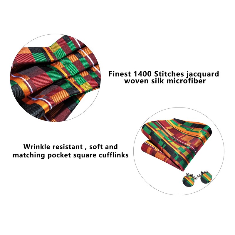 Barry.Wang Ascot for Men African Kente Stripe Tie Set Cravat