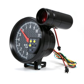 Shkalacar 5 Inch Tachometer Gauge Carbon Fiber 7 Colors Backlight, 0-11,000 RPM Measurement, Optional With LED Pointer