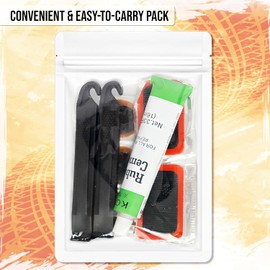 Mobi Lock 24 Piezas - Kit de Parche - Reparación de Cámara de Aire para Bicicleta - con Líquido Vulcanizante, Parches, Raspador Metálico, Palancas - para Bicicletas, BMX, Patinetes Eléctricos