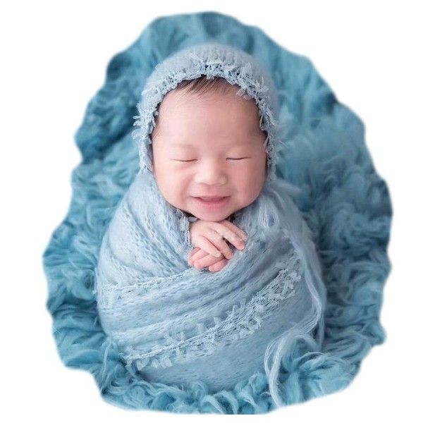 Accesorios de fotografía para bebé, gorro de encaje con manta