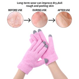 Moisturizing Gloves for Dry Hands Cotton Gloves for Eczema with Good Lining Touchscreen Fingertips Overnight Spa Gloves for Women & Men Reusable for Sleeping (Pink)