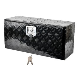 FGJQEFG 30 Inch Aluminum Tool Box Truck Car Trailer Underbody Toolbox,RV Storage Organizer,Underbed Truck Tools Organizer W/Lock T-Handle Latch w/Keys,Black(30''X14''X12'')