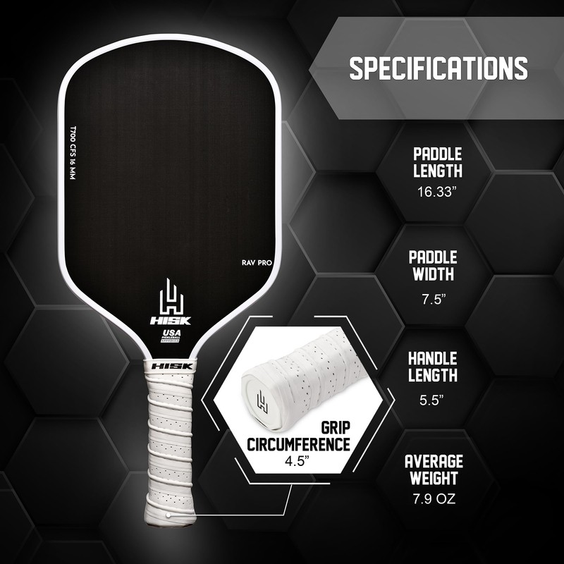 HISK RAV PRO Pickleball Paddle - Ultimate HIGH END 16mm
