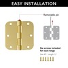 10-Pack 3.5-Inch x 3.5-Inch Interior Door Hinges with 5/8-Inch Radius,