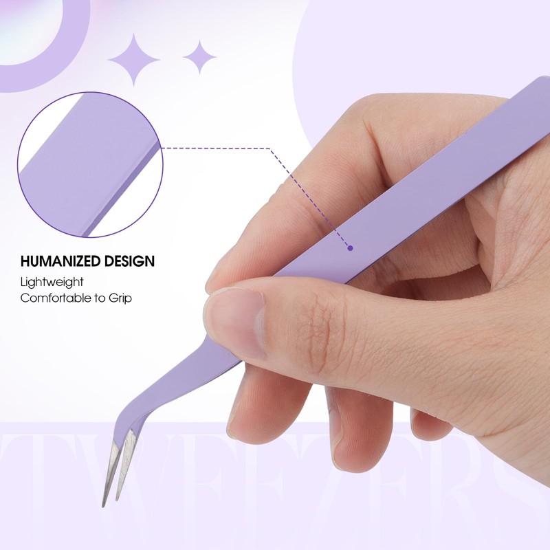 Professional Eyelash Tweezers - Stainless Steel Lash Applicator Tool for