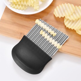 Stainless Steel Potato Chipper Chip Cutter,2 Pcs Potato Crinkle Cutter Onion Slicer Cutter Stainless Steel Onion Slice Holder French Fry Potato Dicer for Cutting Potatoes,Onions,Vegetables,Meat