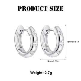 FDEETY Earrings Silver 925 Women's Hoop Earrings Gold Earrings with Zirconia Hypoallergenic Small Hoop Earrings Sleeping Golden Earrings Small Earrings Hoop Circle Jewellery for Women, Zinc