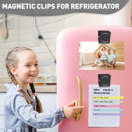 Grtard Large Magnet Clips, 2.2 Inch Heavy Duty Fridge Magnets Clips, Magnetic Clips, Magnets with Clips, Super Strong Magnetic Clips for Refrigerator, Whiteboard, Classroom, Office (Black, 6)