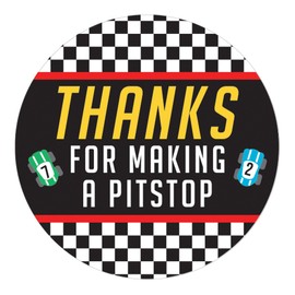 Race Car Birthday Party Stickers, Let's Go Racing Racecar Stickers - 40 Count Thank You Labels