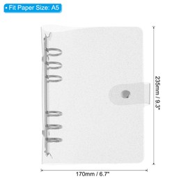 PATIKIL A5 Clear Binder Cover, Soft PVC Bling Loose Leaf Binder Protector Refillable Notebook Shell with Snap Button Closure for DIY Meeting Notebook Folder, Clear