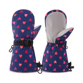 SEYUFN Kids Winter Gloves Breathable Warm Outdoor Skiing Gloves for Baby Boys Girls 2-6 Years (Heart Pattern, 12-24 Months)