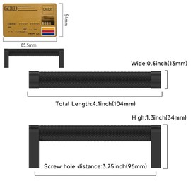 Amerdeco 10 Pack Matte Black Cabinet Pulls 3-3/4 Inch Hole Centers Kitchen Cabinet Handles Hardware Kitchen Handles for Cabinets Handles ZH0064