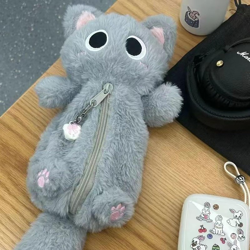 Pen Case, Cat Pencil Case, Plush Cat, Pen Pouch, Large