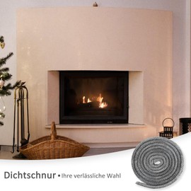 Sealing Cord, Sealing Tape for Fireplace, 14 mm x 2.5 m, with 4 Joint Tapes, Sealing Line for Fireplace Doors