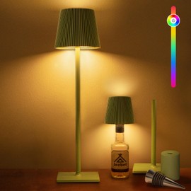 Jeebel 4-in-1 Dimmable LED Bottle Lamp, 5200mAh Wireless Metal Table Lamp with Touch Control, IP54, Portable Bottle Shade for Restaurant Indoor Outdoor Garden Camping