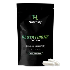 Nutrality Glutathione Supplement 500mg | Premium Glutathione for Skin Health, Enhanced Immunity, Defence & Detox | Energy & Vitality Boost | Superior Absorption & Effectiveness | 30 Capsules