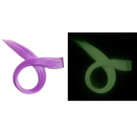 5Pcs Clip in Hair Extensions,55CM Luminous Hair Extensions Light Purple,Glow Clip in Hair Extensions,Clip in Hair Extensions For Women Girls,3.5CM Width