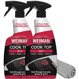 Weiman Cooktop Cleaner Spray for Daily Use, Streak & Residue Free, Non-Abrasive Formula, 2 Pack with Micro Towel